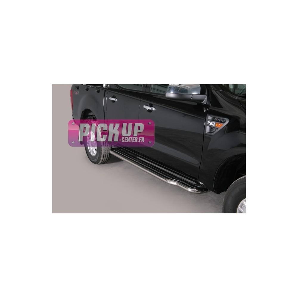 Marche-Pied Inox Ø50 Ford Ranger 2012+ Double Cab Thermolaque Noir