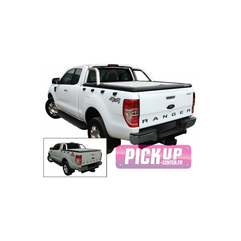 Tonneau Cover Aluminium Ford Ranger Double Cab 2012+ Compatible Roll Bar D'origine