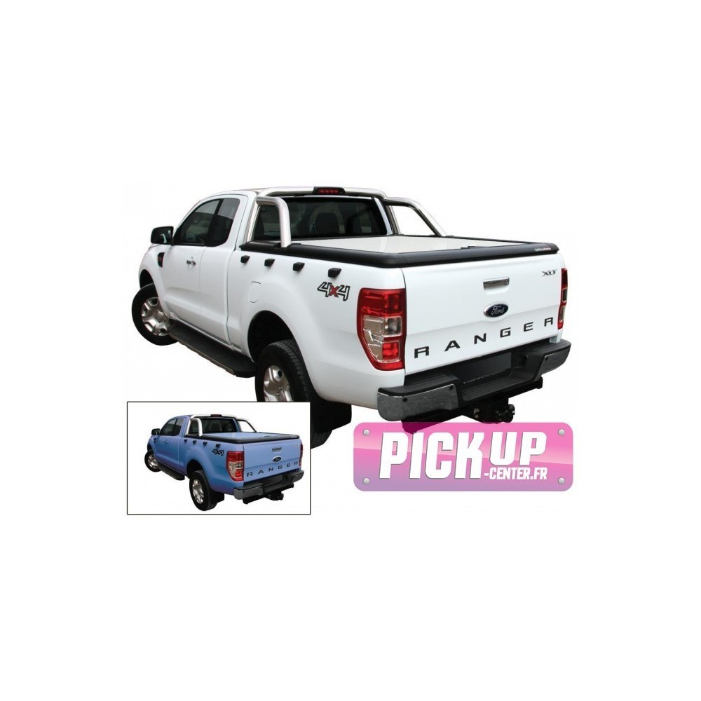 Tonneau Cover Aluminium Ford Ranger Double Cab 2012+ Compatible Roll Bar D'origine