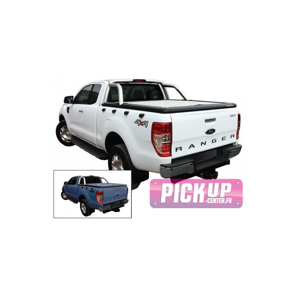 Tonneau Cover Aluminium Ford Ranger Double Cab 2012+ Compatible Roll Bar D'origine