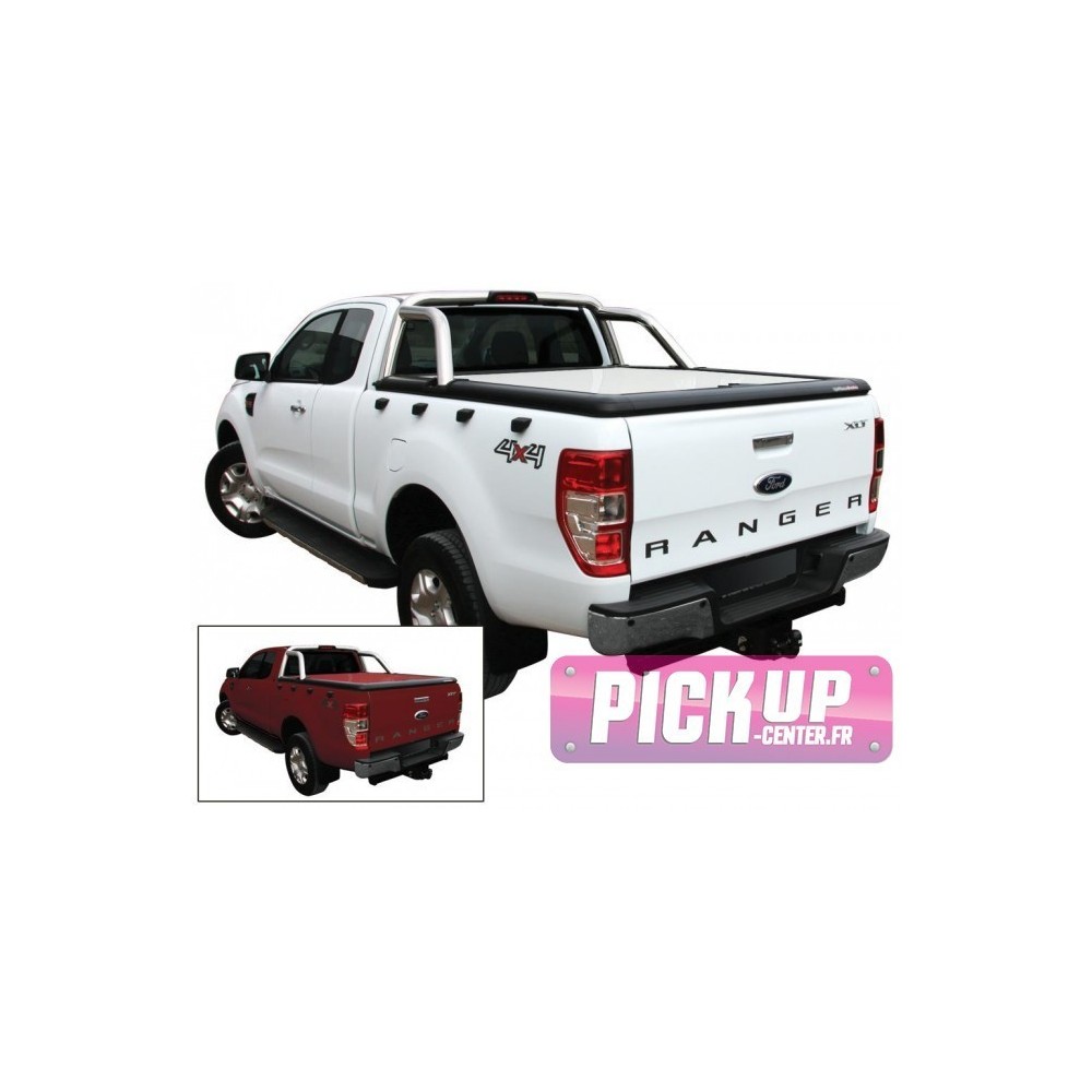 Tonneau Cover Aluminium Ford Ranger Double Cab 2012+ Compatible Roll Bar D'origine