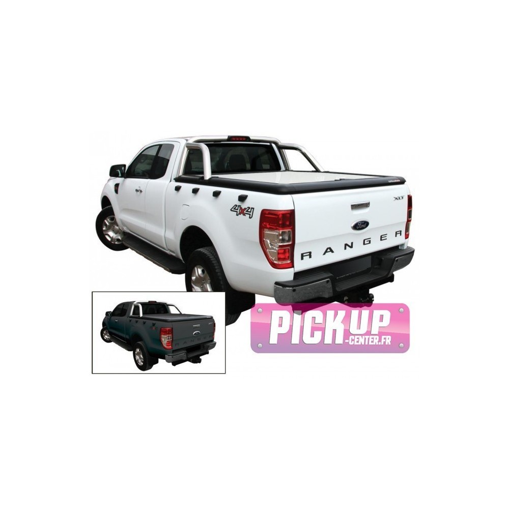 Tonneau Cover Aluminium Ford Ranger Double Cab 2012+ Compatible Roll Bar D'origine